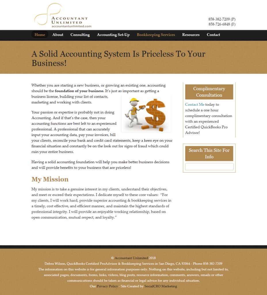 Website Design San Diego for Accountant Unlimited